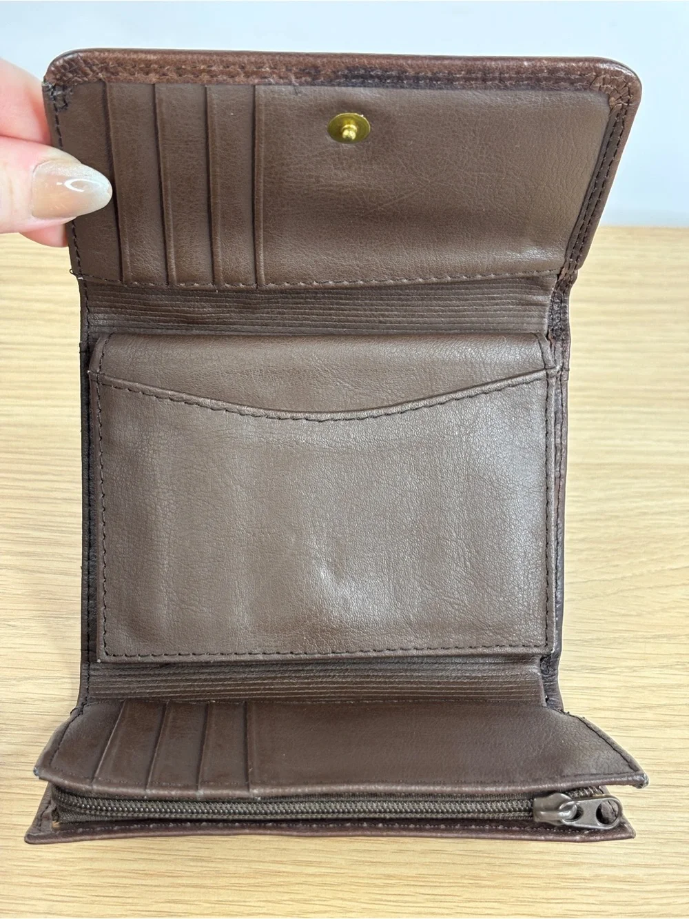 Vintage Rolfs Brown Pebbled Leather Trifold Wallet